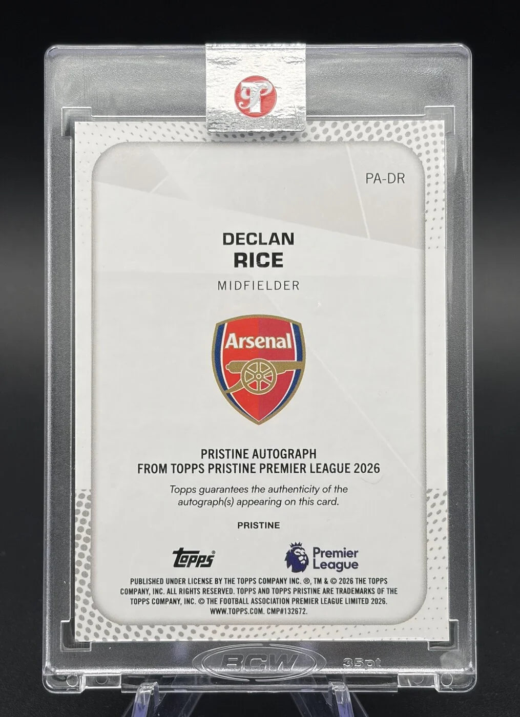 2025-26 Topps Pristine Premier League Declan Rice Pristine Auto Gold 30/50 #PA-DR Arsenal