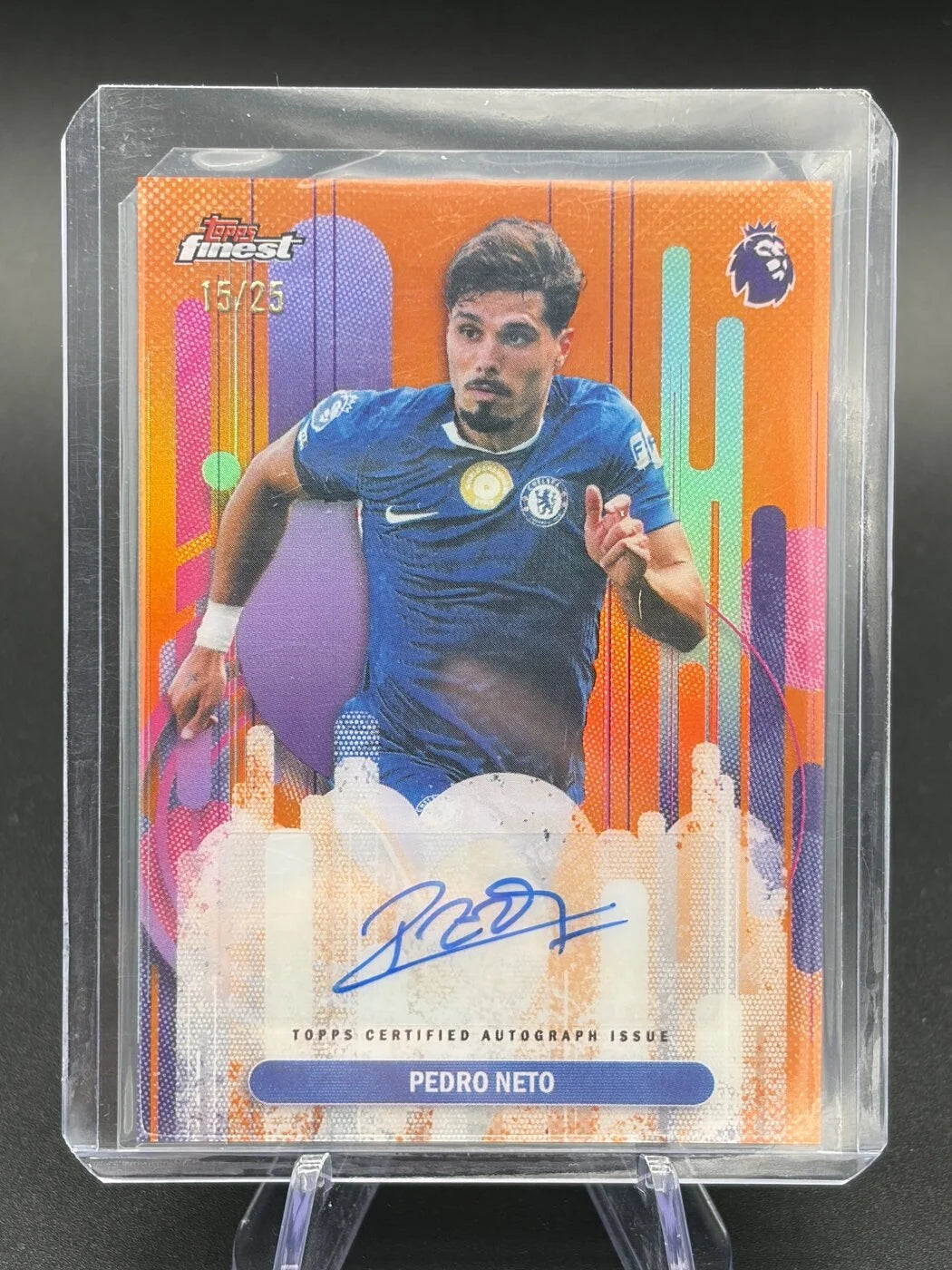 2025-26 Topps Finest Premier League Pedro Neto Finest Auto Orange 15/25 #FA-PN Chelsea