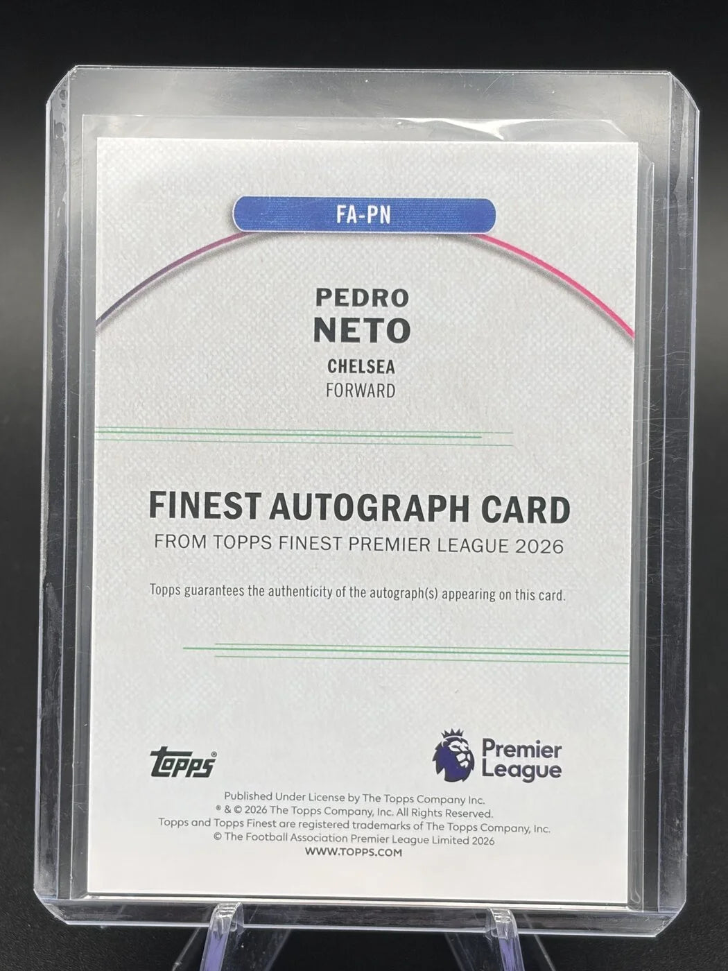 2025-26 Topps Finest Premier League Pedro Neto Finest Auto Orange 15/25 #FA-PN Chelsea