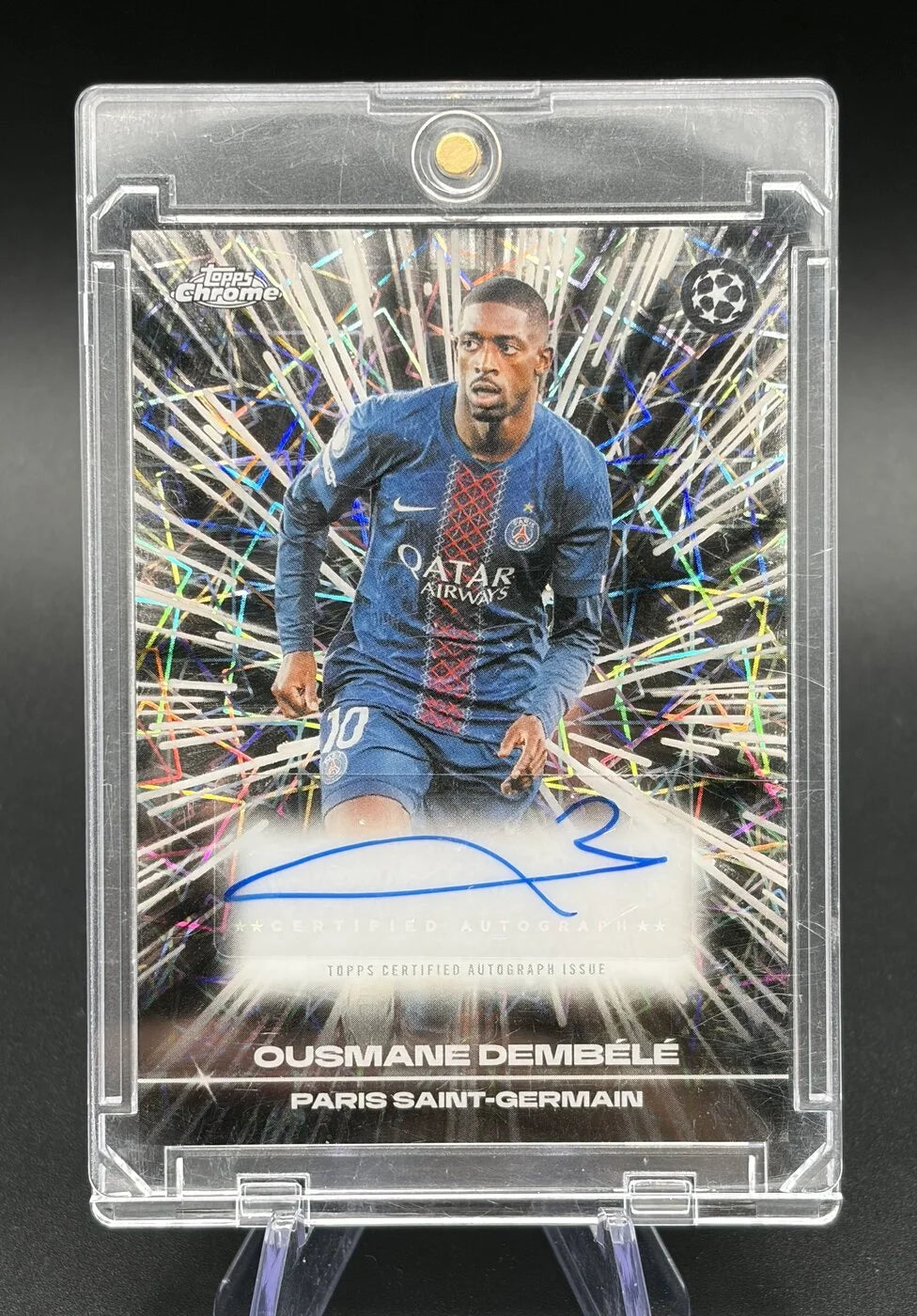 2025-26 Topps Chrome UCC Ousmane Dembele Black Lazer Auto #BLA-OD Paris Saint-Germain