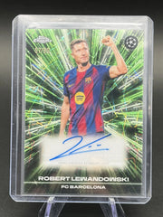 2025-26 Topps Chrome UCC Robert Lewandowski Black Lazer Auto Green 57/99 #BLA-RL FC Barcelona