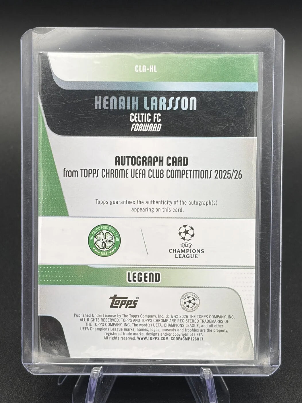 2025-26 Topps Chrome UCC Henrik Larsson Legend Auto Orange 16/25 #CLA-HL Celtic