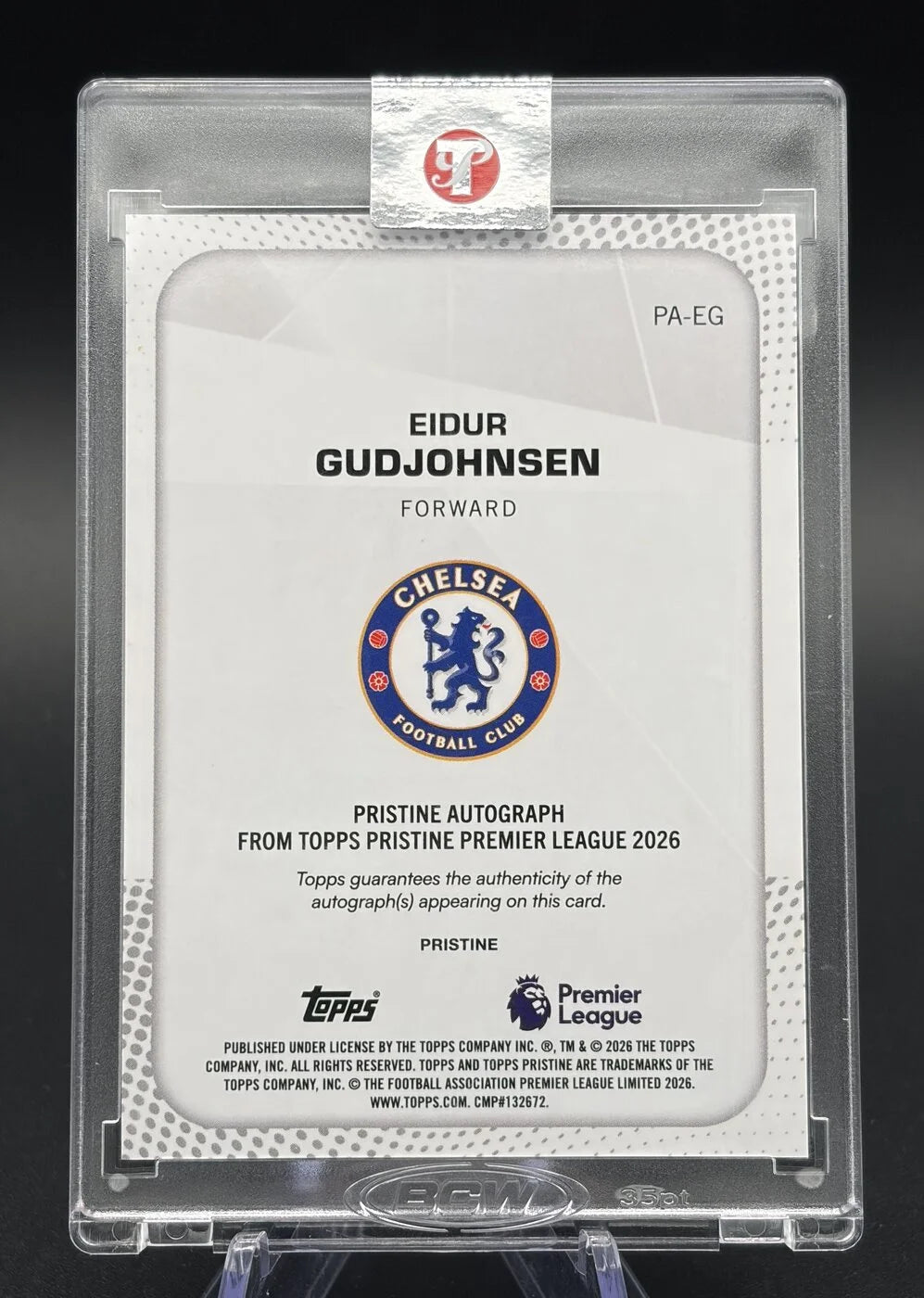 2025-26 Topps Pristine Premier League Eidur Gudjohnsen Pristine Auto Blue 20/75 #PA-EG Chelsea