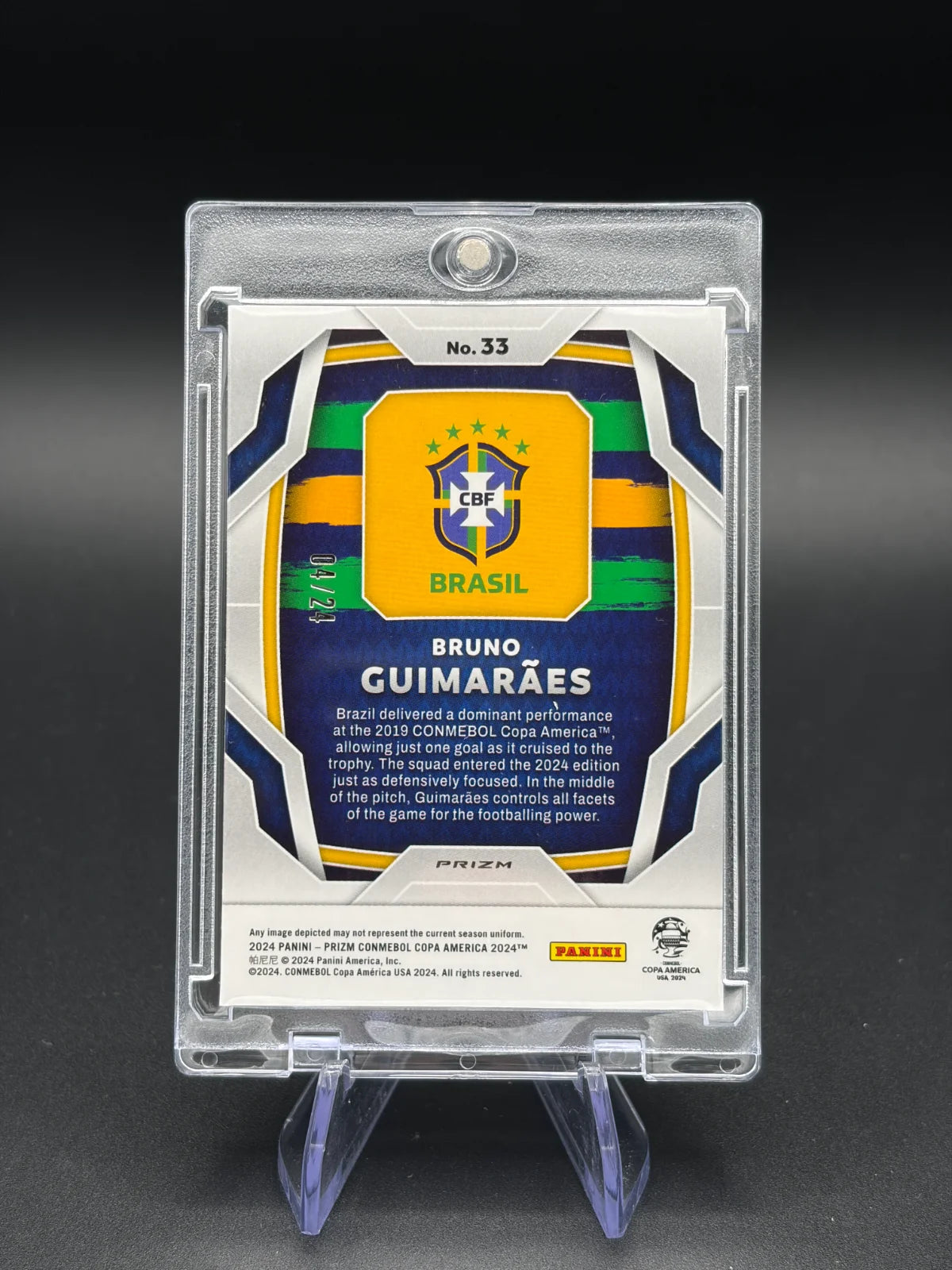 2024 Panini Prizm CONMEBOL Copa America Bruno Guimaraes #33 Stars & Stripes 04/24 Brazil