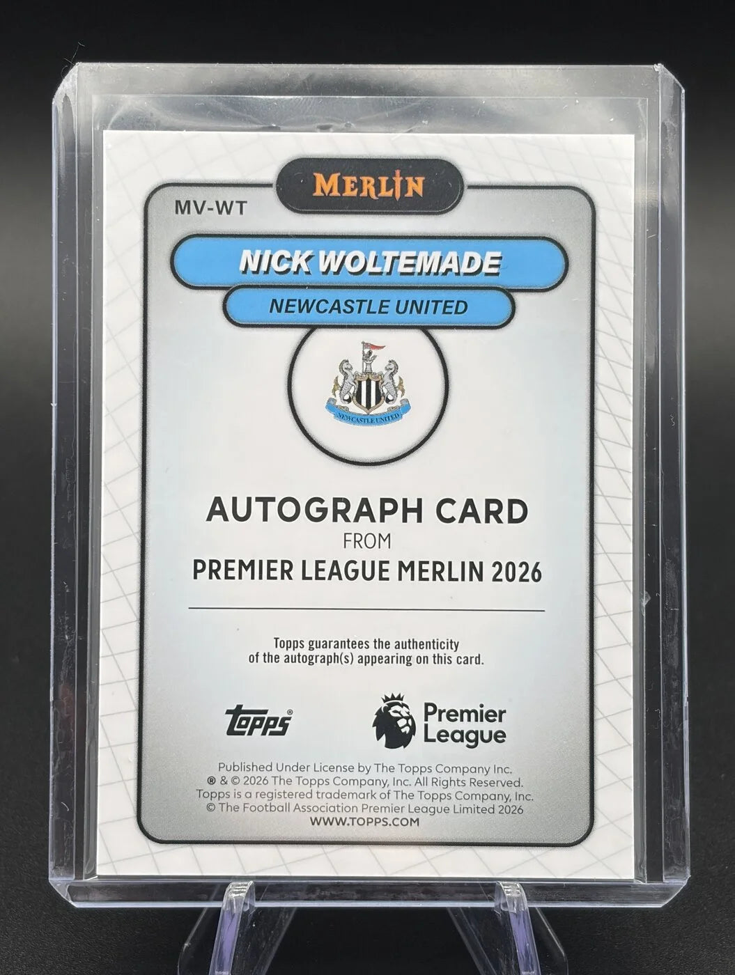 2026 Topps Premier League Merlin Nick Woltemade Auto Gold 07/50 #MV-WT Newcastle United