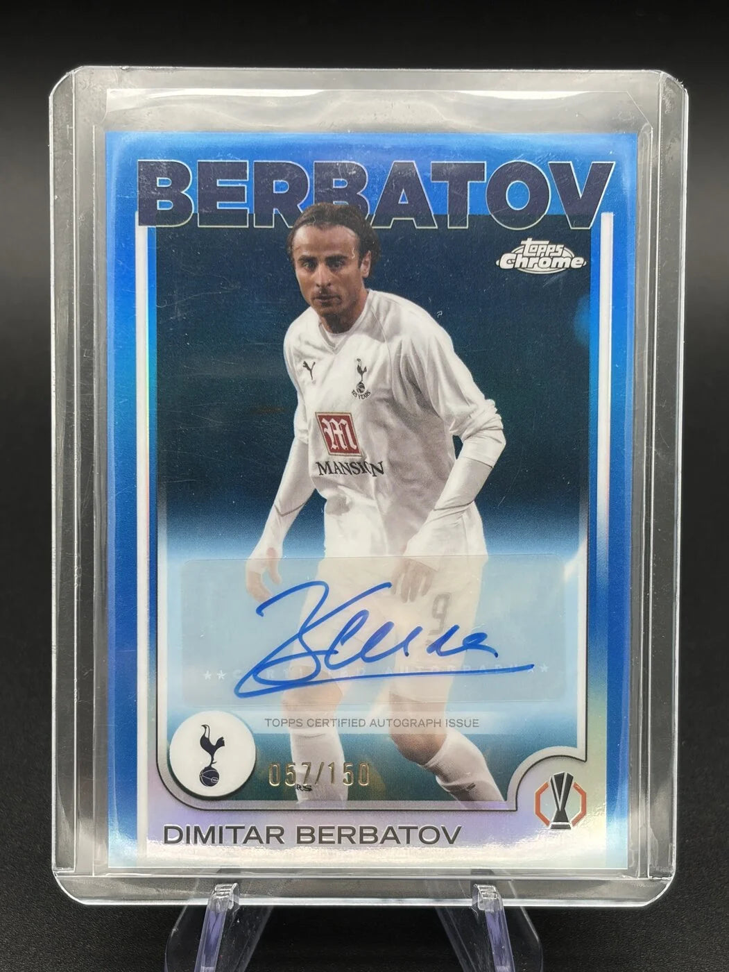 2024-25 Topps Chrome UCC Dimitar Berbatov Auto Blue 057/150 #CA-BR Tottenham Hotspur