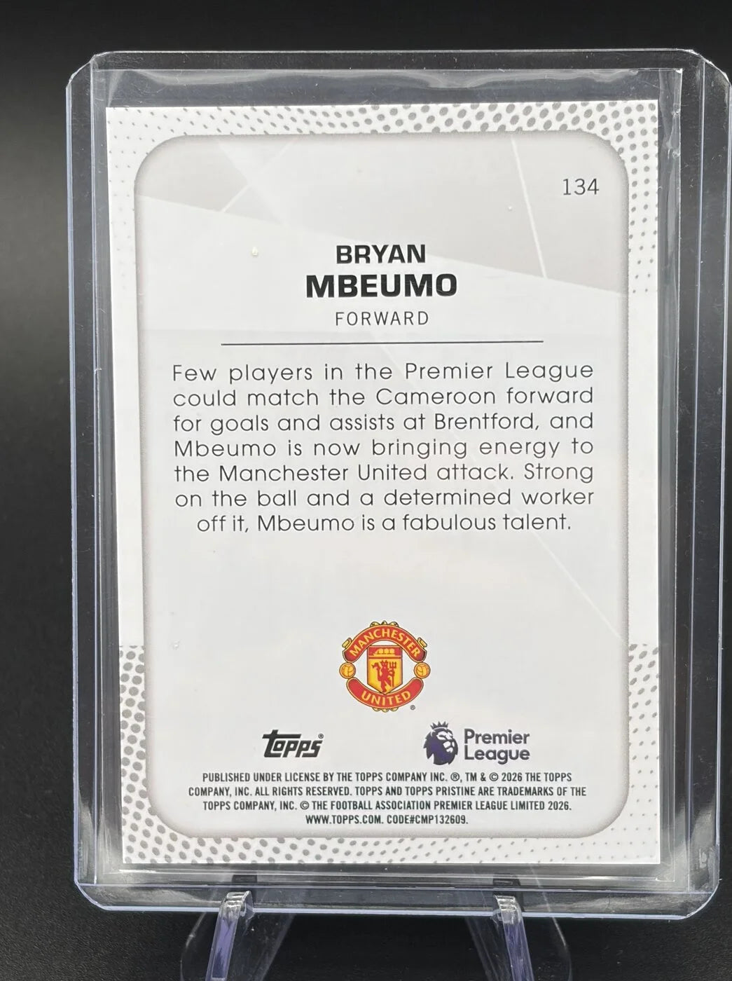 2025-26 Topps Pristine Premier League Bryan Mbeumo #134 Gold 25/50 Manchester United