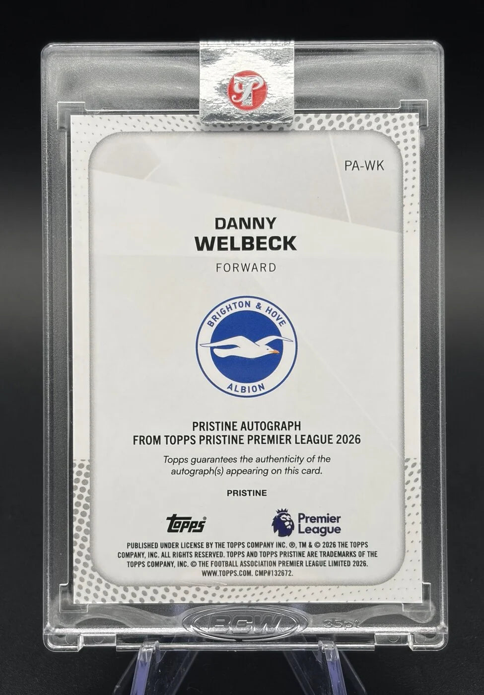 2025-26 Topps Pristine Premier League Danny Welbeck Pristine Auto 141/150 #PA-WK Brighton & Hove Albion