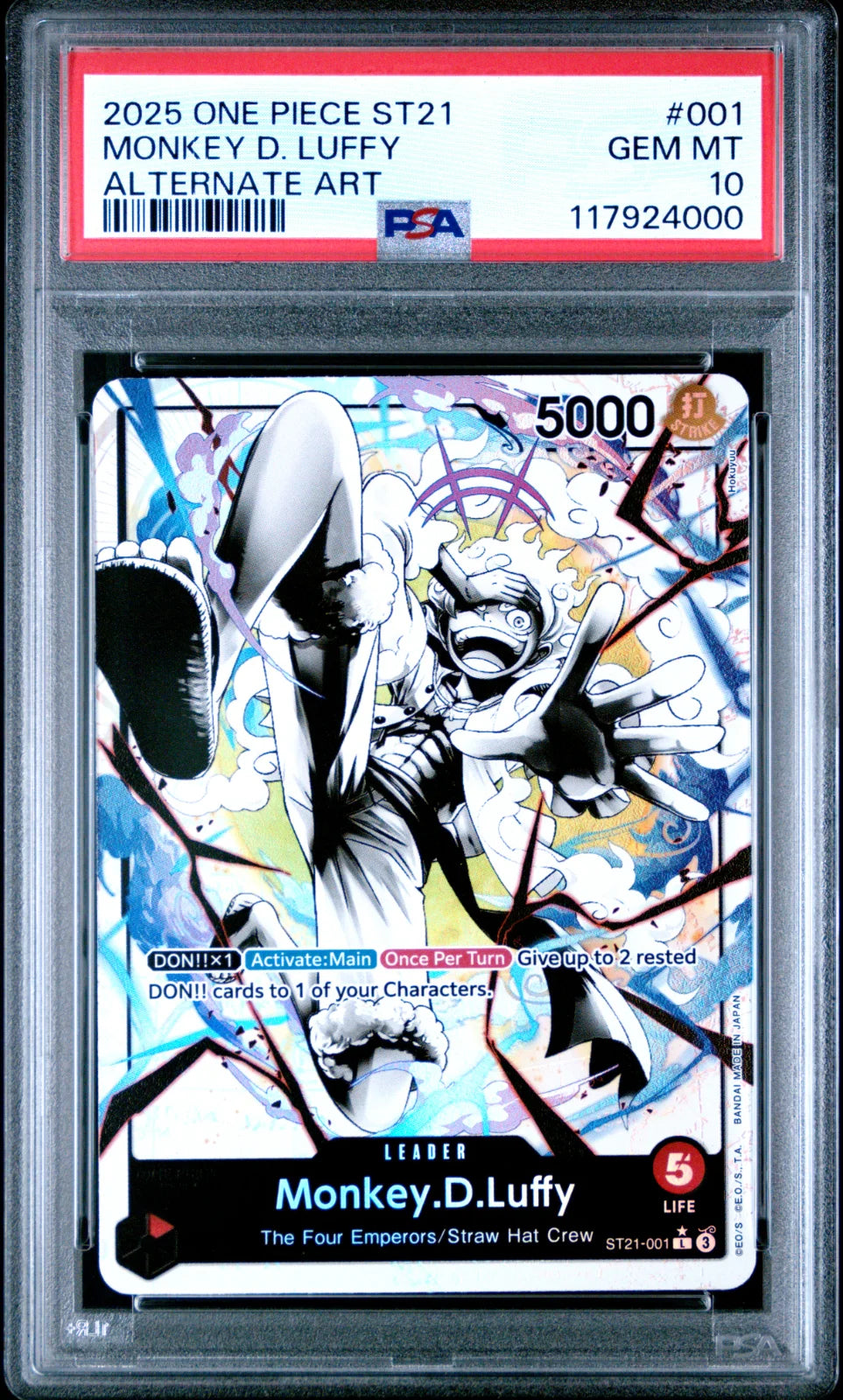 Monkey.D.Luffy (001) (Parallel) ST21-001 (Starter Deck EX: Gear 5) — PSA 10
