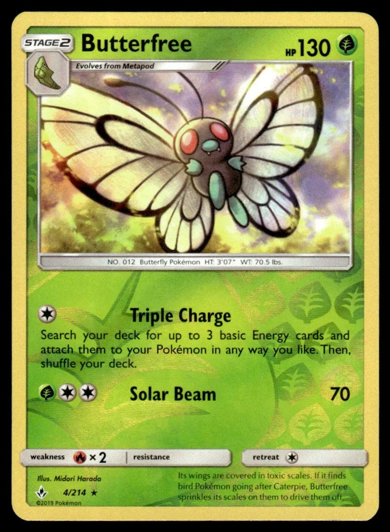 Butterfree 4 Unbroken Bonds Reverse Holo By Midori