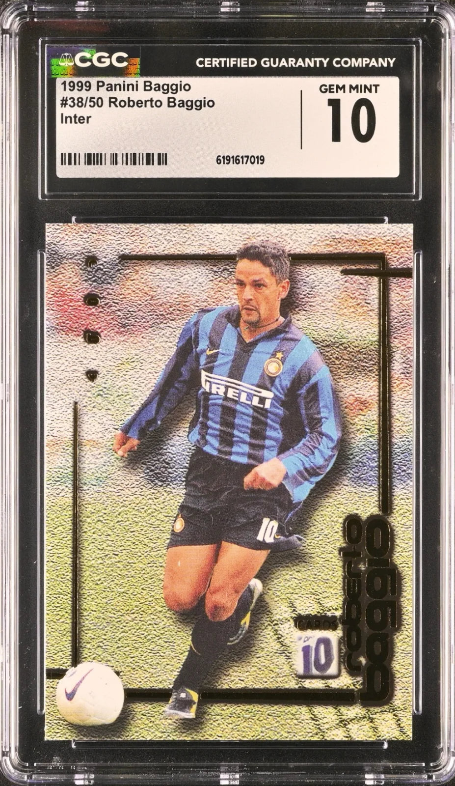 *Limited* Roberto Baggio, Panini, 1999, Inter, 38/50, CGC 10