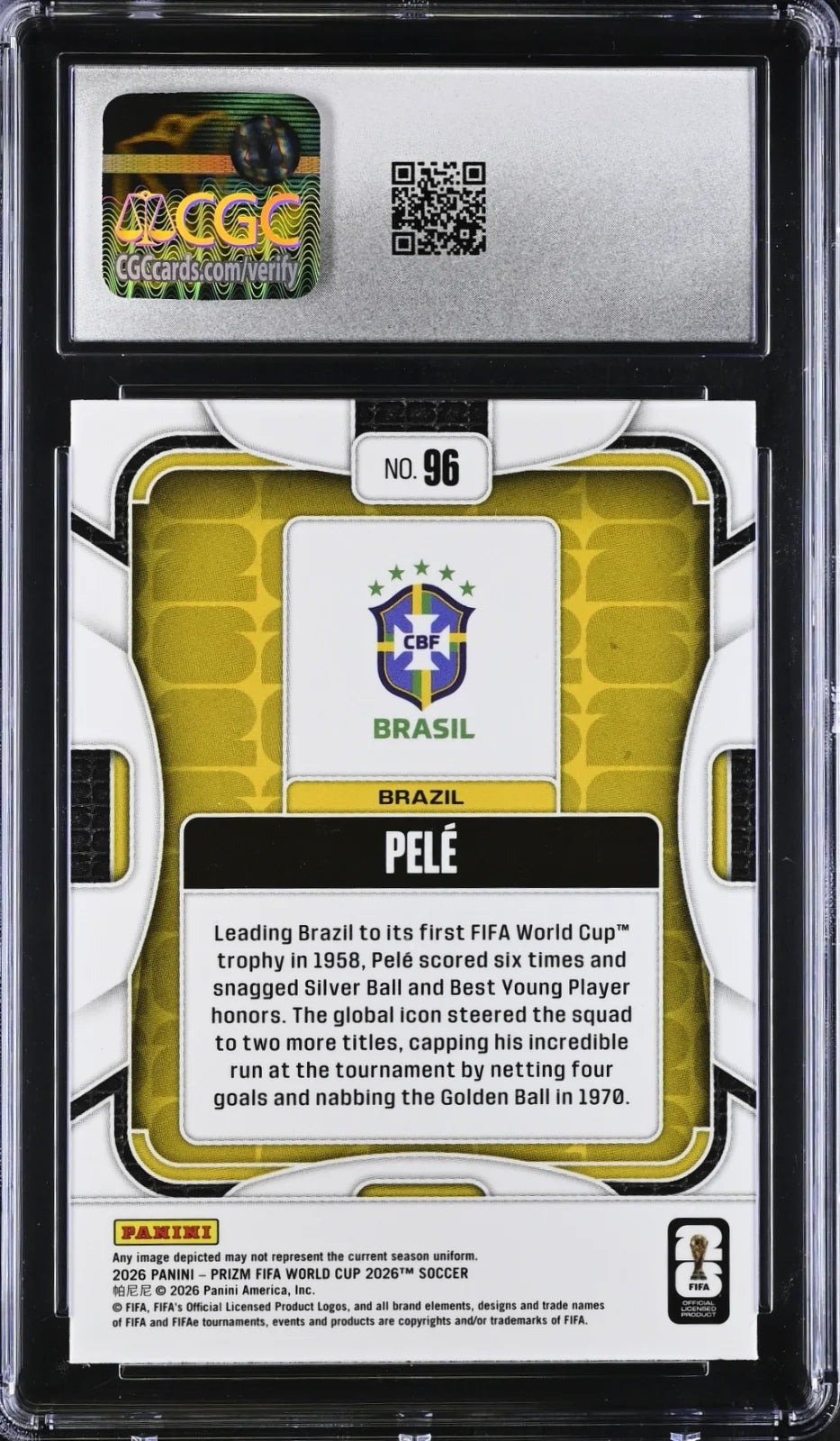 Pele, Panini, Prizm World Cup, #96, 2026, CGC 10
