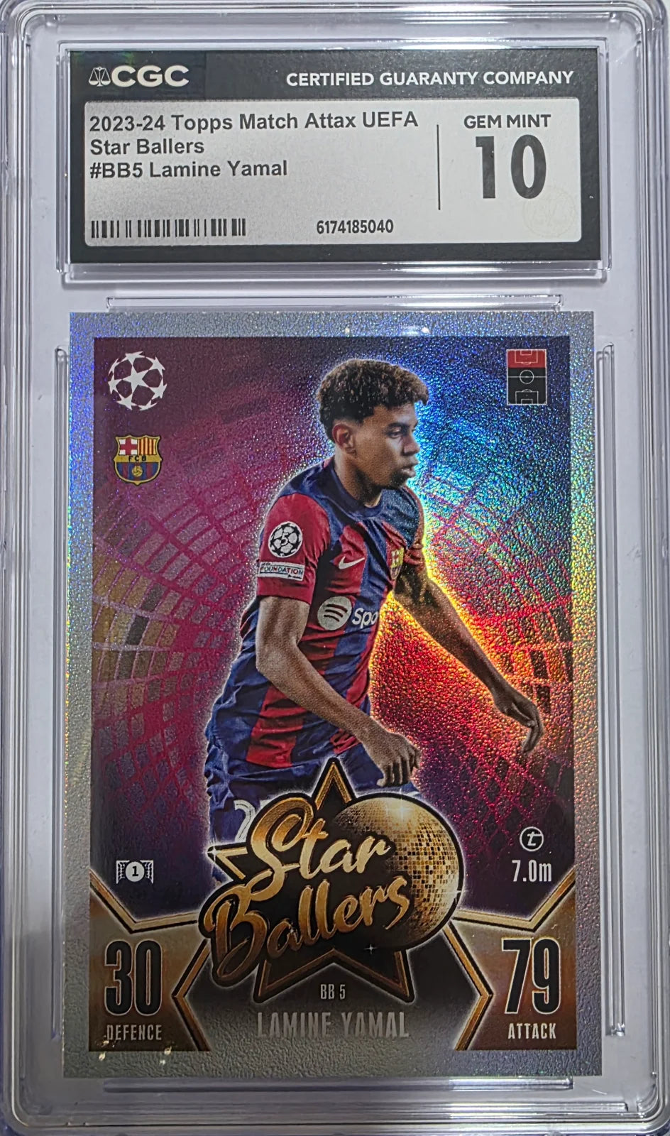 Lamine Yamal, Topps, #BB5, Match Attax UEFA Star Ballers, CGC 10