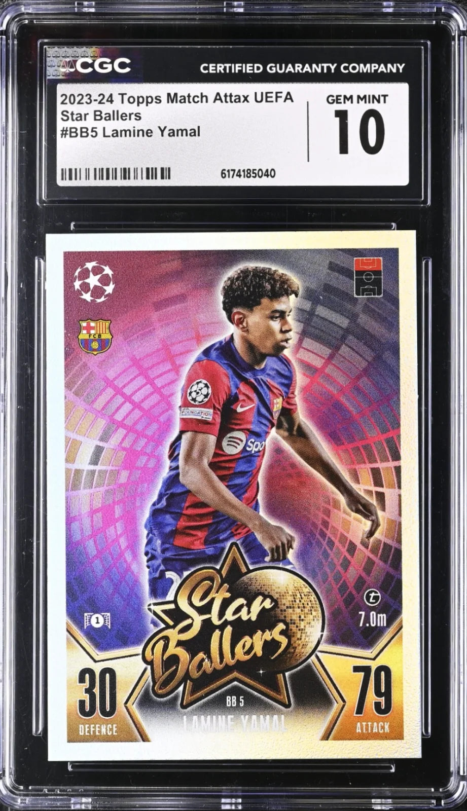 Lamine Yamal, Topps, #BB5, Match Attax UEFA Star Ballers, CGC 10