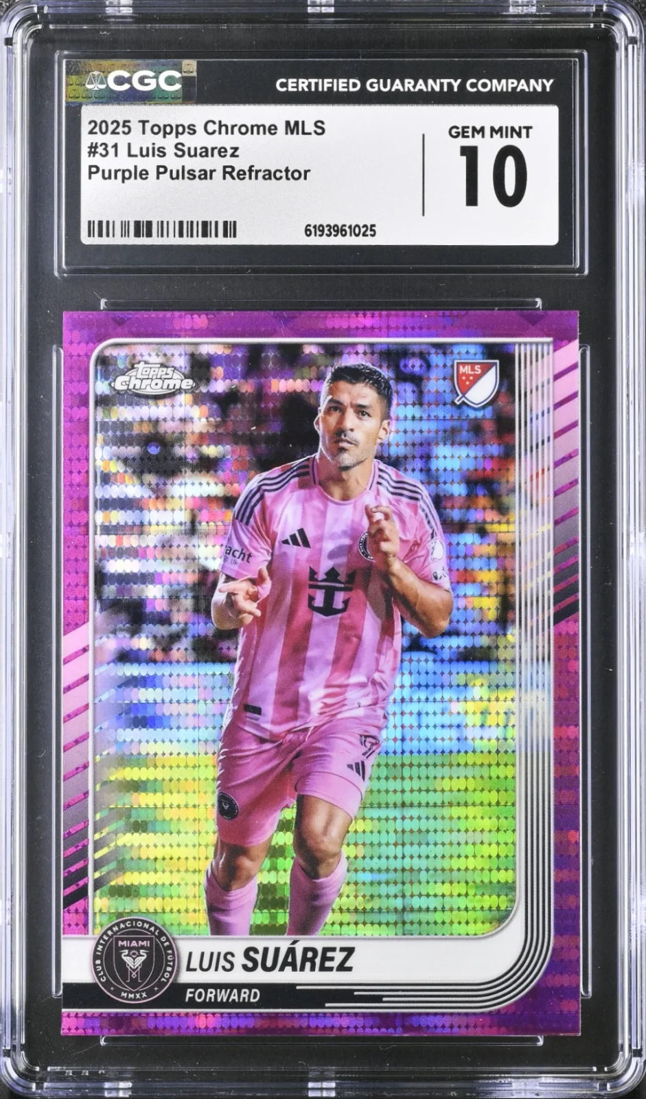 Luis Suarez, #31, Chrome MLS, Purple Pulsar Refractor, CGC 10