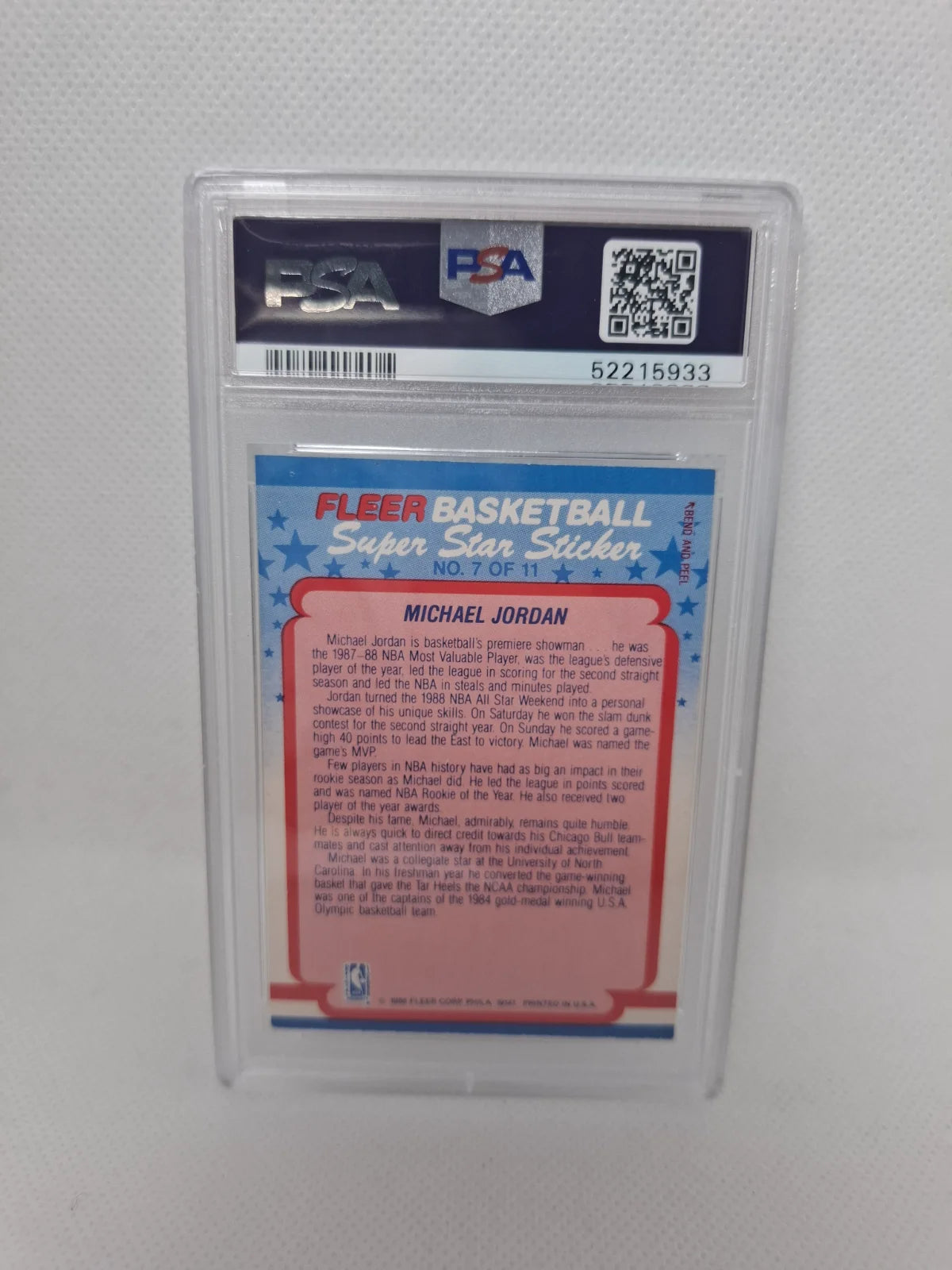 1988 Fleer Sticker Michael Jordan #7