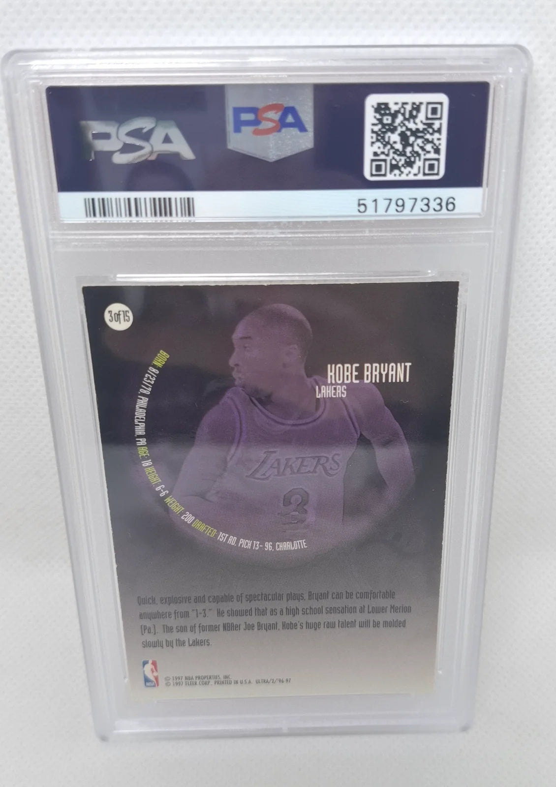 1996 Ultra All Rookies Kobe Bryant #3