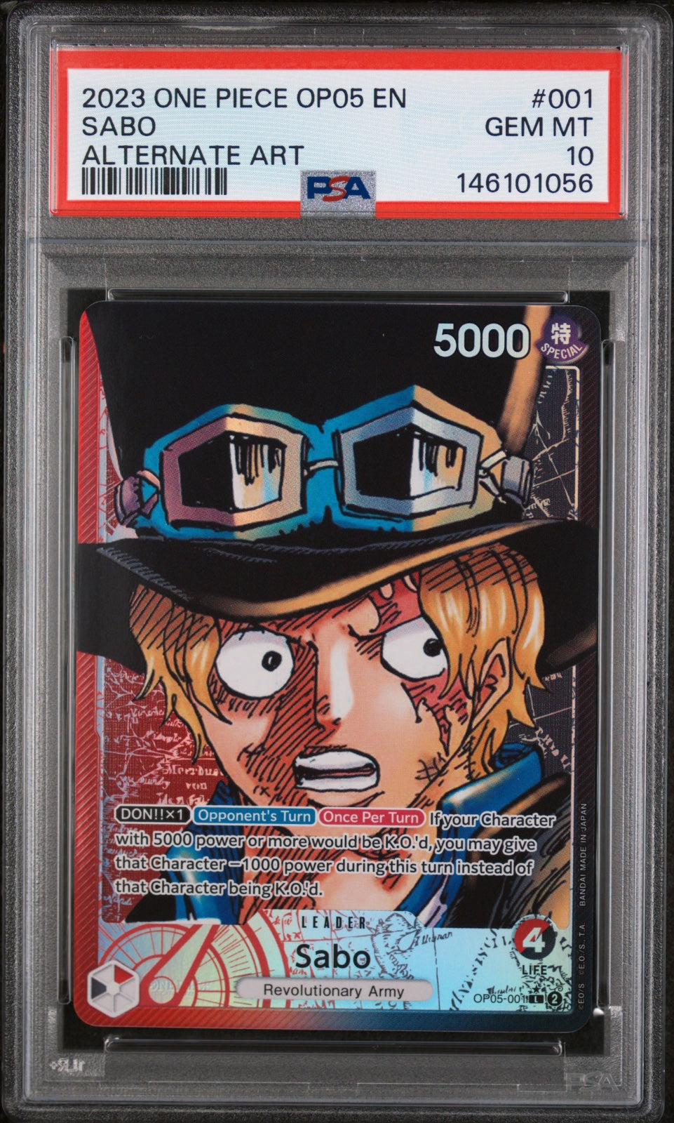 Sabo (001) (Alternate Art) OP05-001 (Awakening of the New Era) — PSA 10