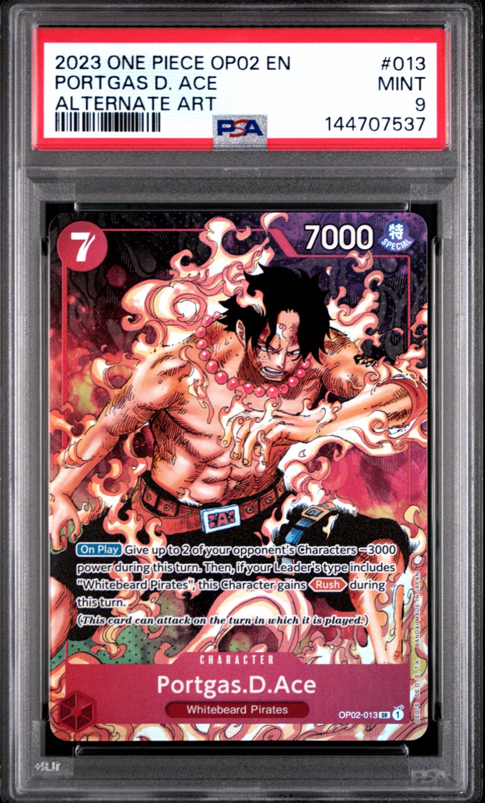 Portgas.D.Ace (Parallel) OP02-013 (Paramount War) — PSA 9