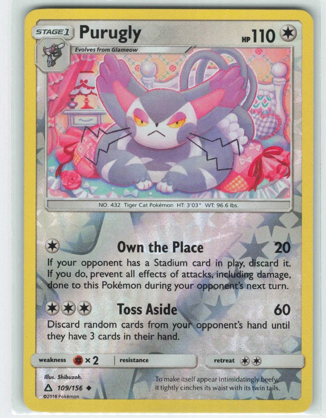 Purugly 109/156 · Reverse Holo (Ultra Prism)