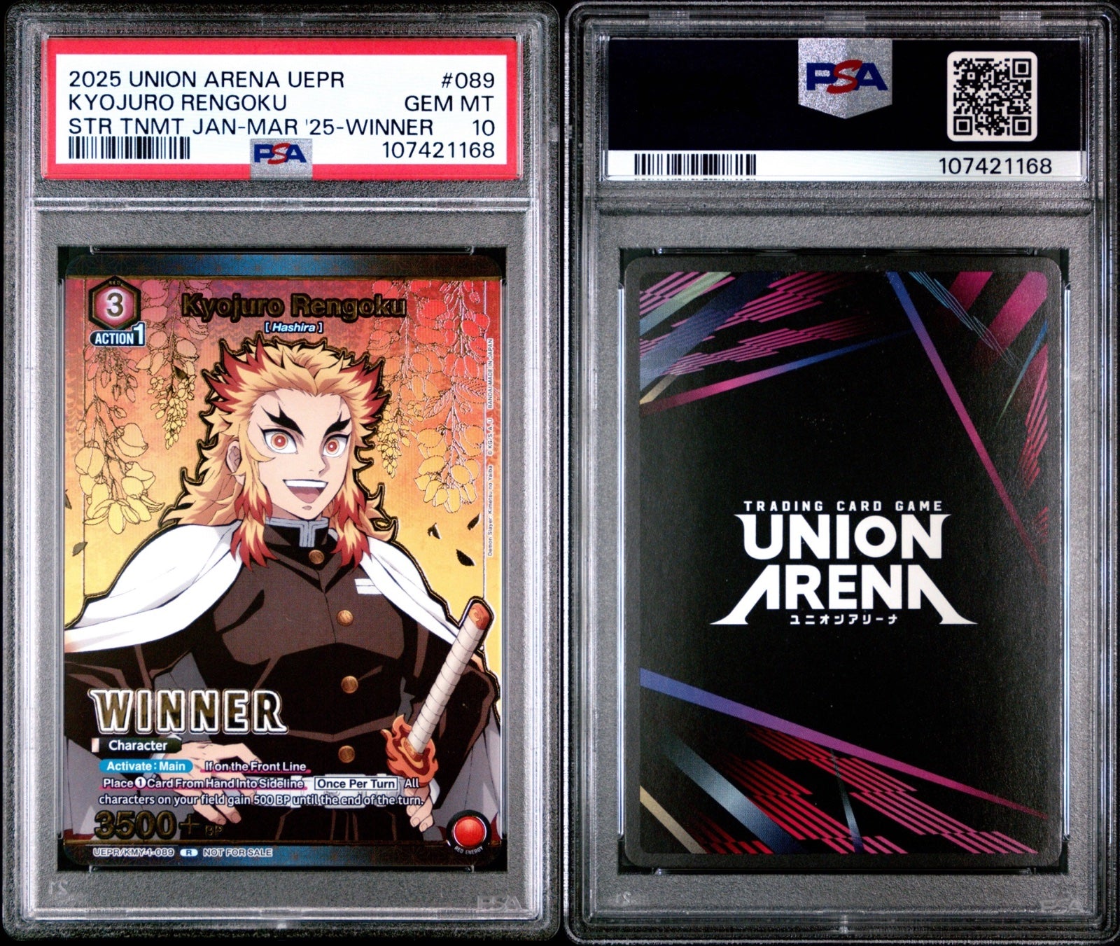 2025 UNION ARENA UEPR-PROMOS 089 KYOJURO RENGOKU STORE TOURNAMENT JANUARY-MARCH 2025-WINNER CARD
