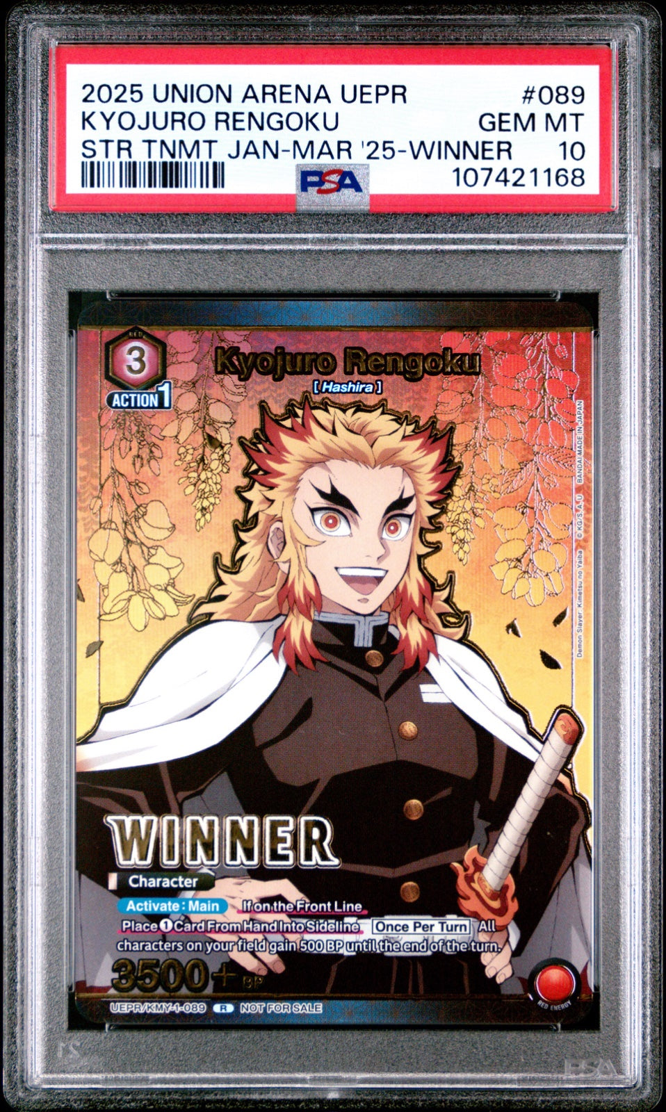 2025 UNION ARENA UEPR-PROMOS 089 KYOJURO RENGOKU STORE TOURNAMENT JANUARY-MARCH 2025-WINNER CARD