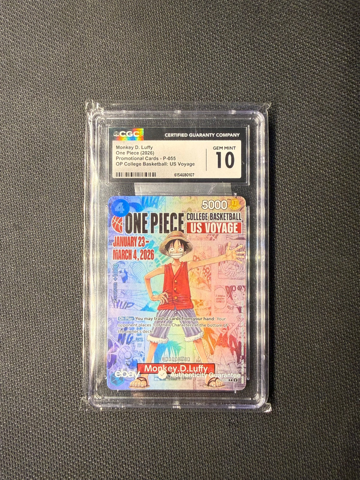 Monkey.D.Luffy (College Basketball US Voyage) P-055 · Foil (One Piece Promotion Cards) — CGC 10