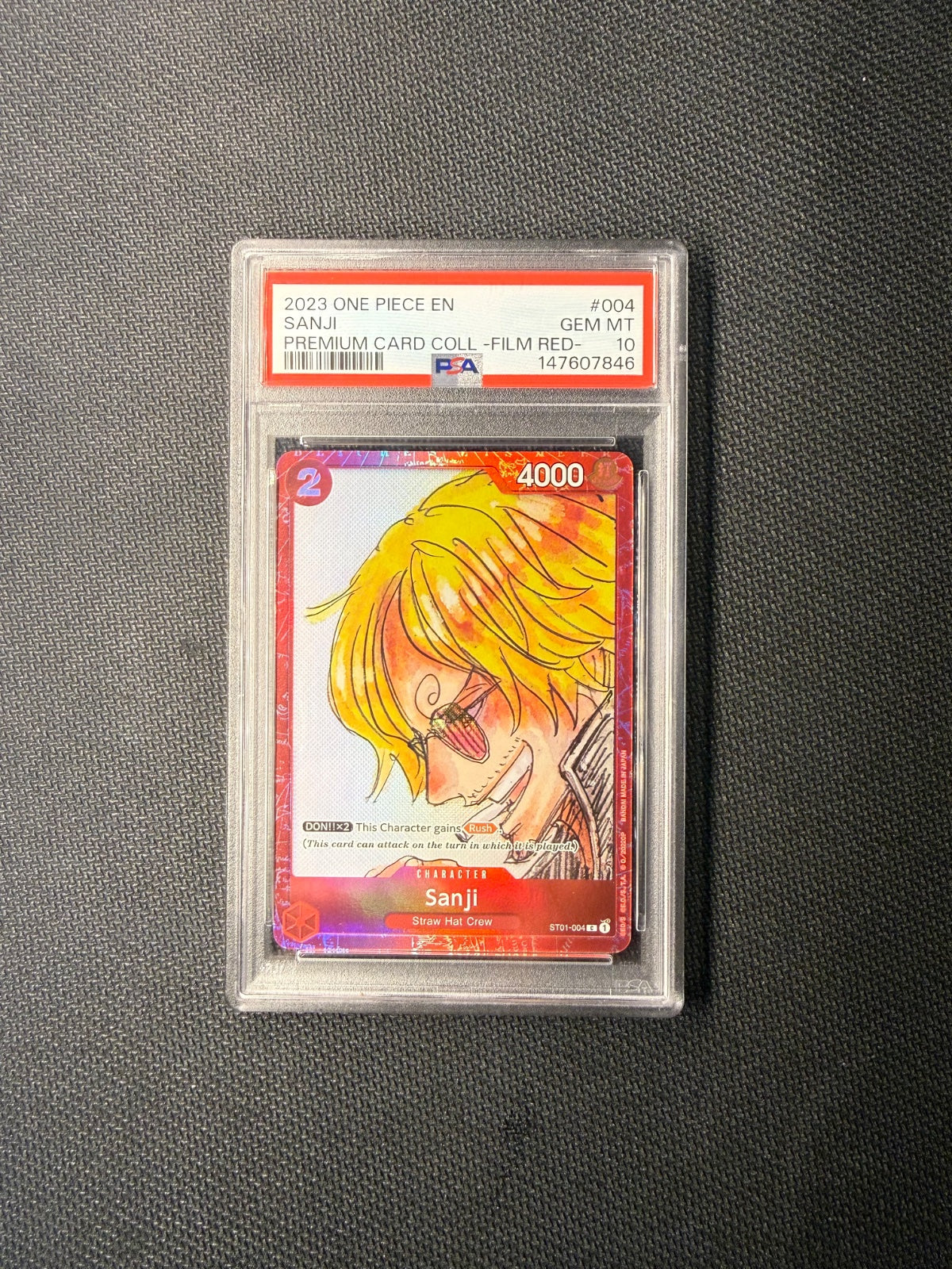 PSA 10 Sanji (Premium Card Collection -ONE PIECE FILM RED Edition-) ST01-004 · Collection Box · Foil (One Piece Promotion Cards)