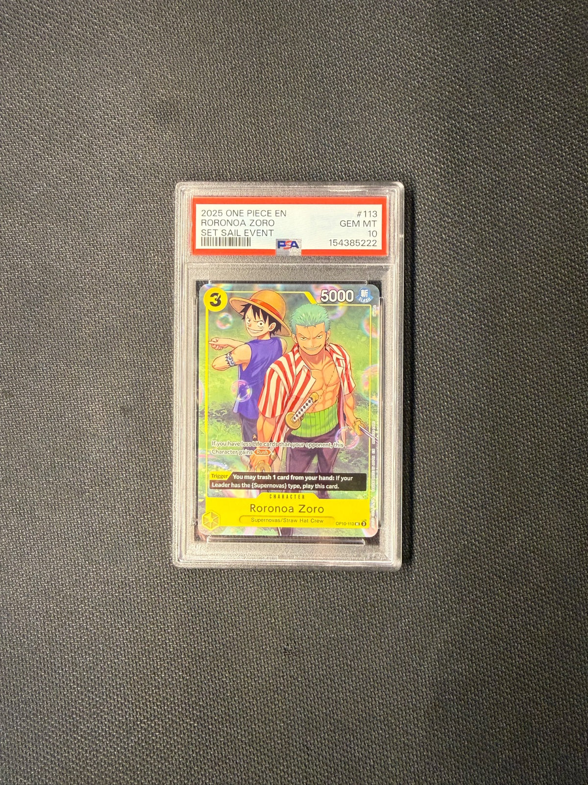 Roronoa Zoro (Learn Together Deck Set - Set Sail Event) OP10-113 · Normal (One Piece Promotion Cards) — PSA 10
