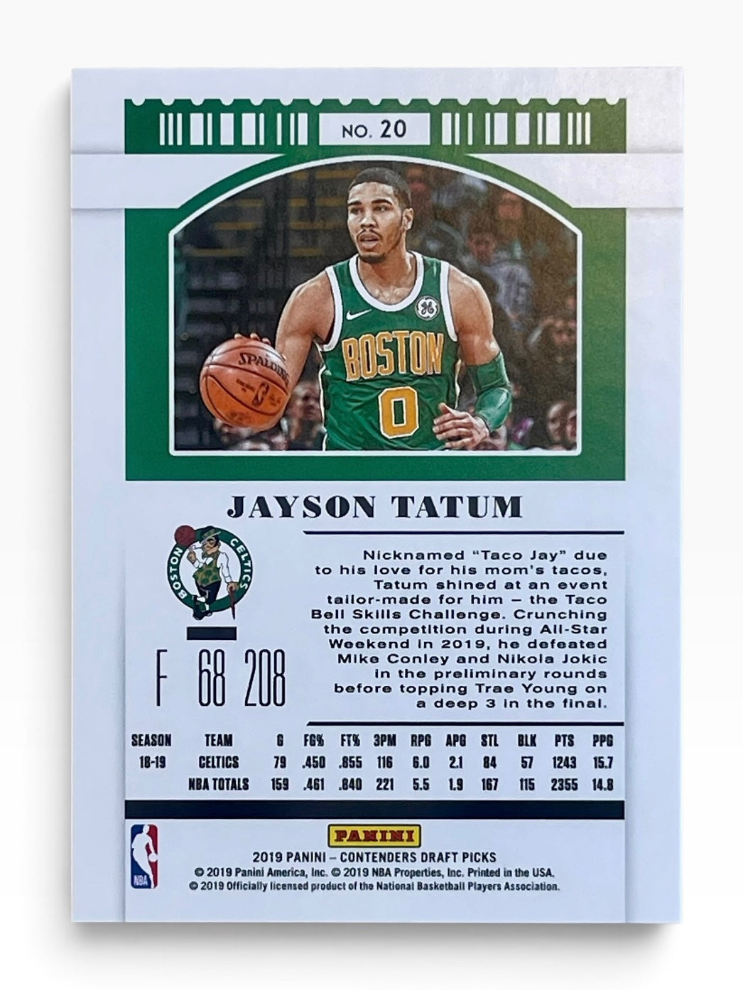 2019-20 Panini Contenders Draft Pick Jayson Tatum Season Ticket