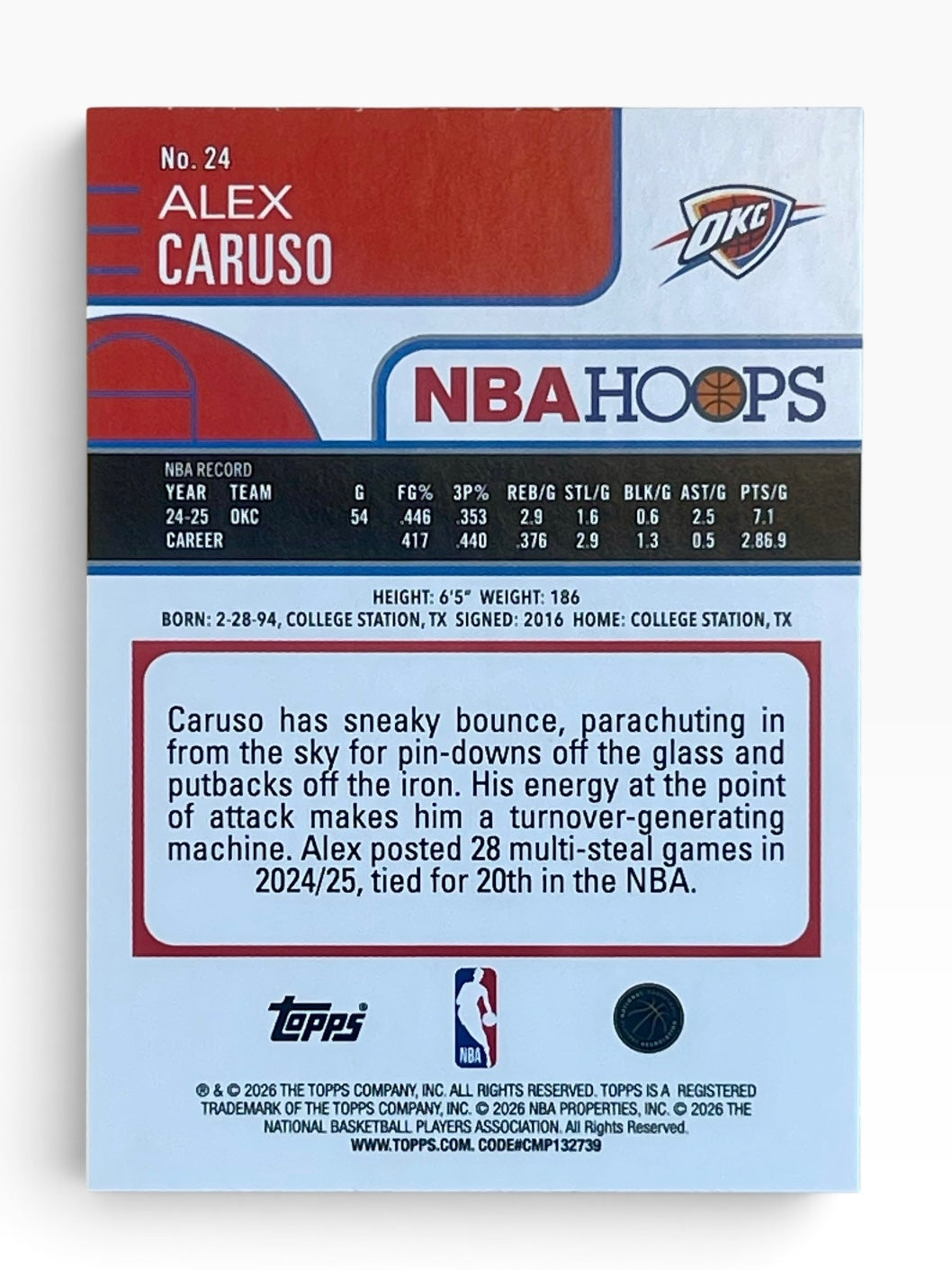 2025-26 Topps NBA Hoops Alex Caruso Yellow /275