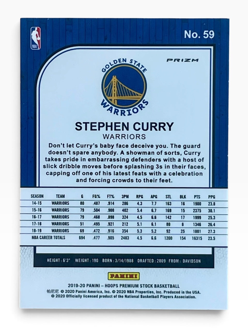 2019-20 Panini Hoops Premium Stock Stephen Curry Green