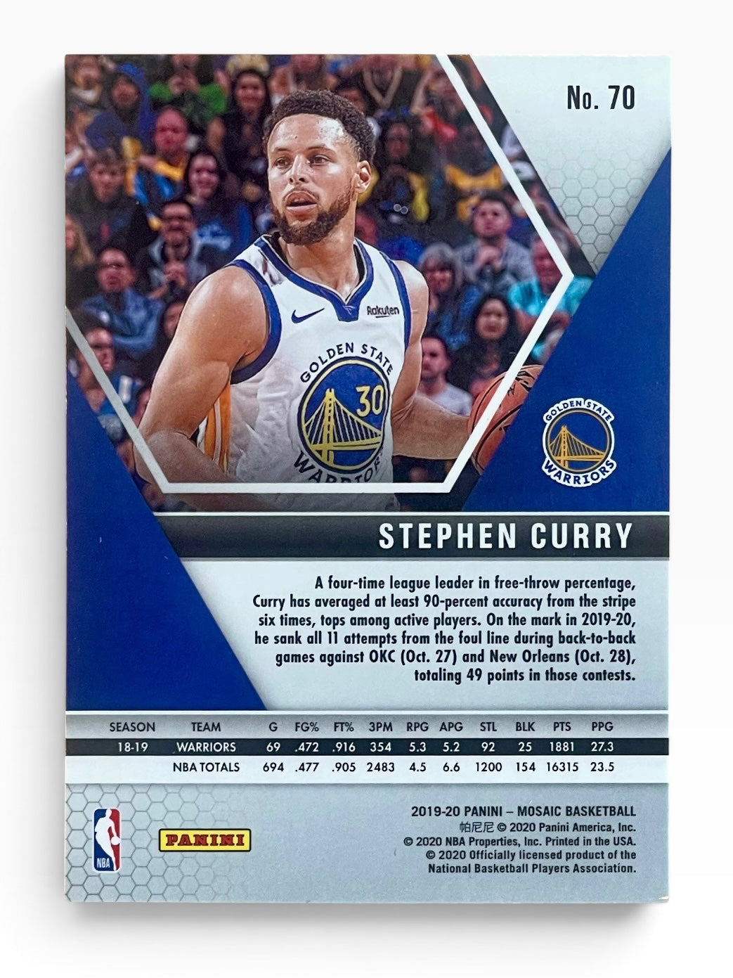 2019-20 Panini Mosaic Stephen Curry