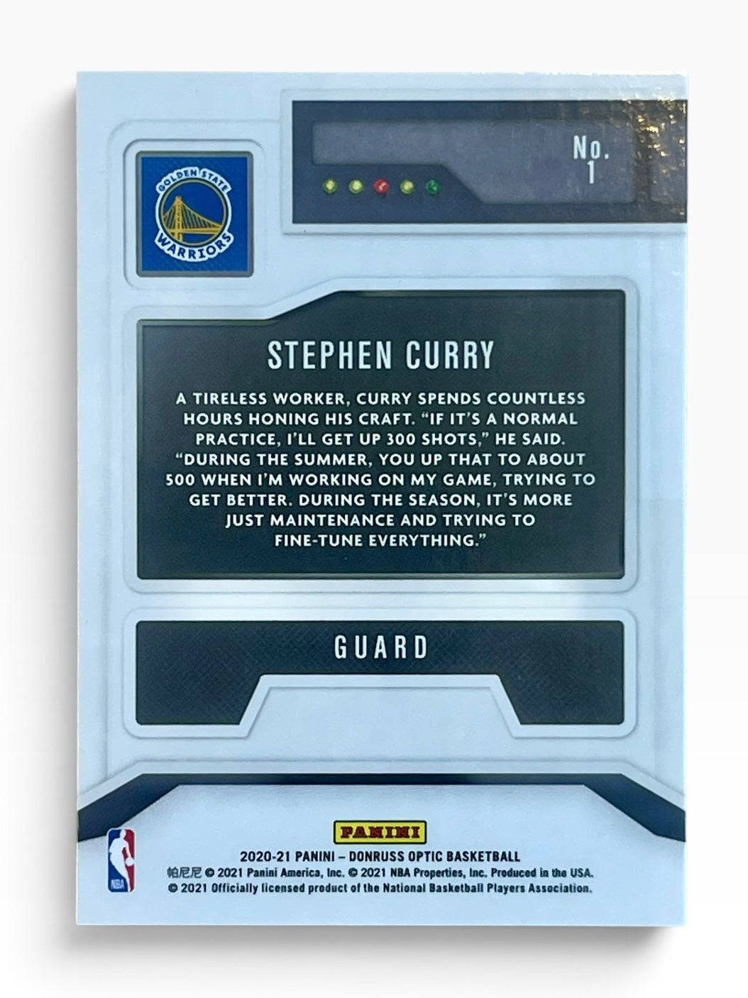 2020-21 Panini Optic Donruss Stephen Curry T-Minus 1-2-3