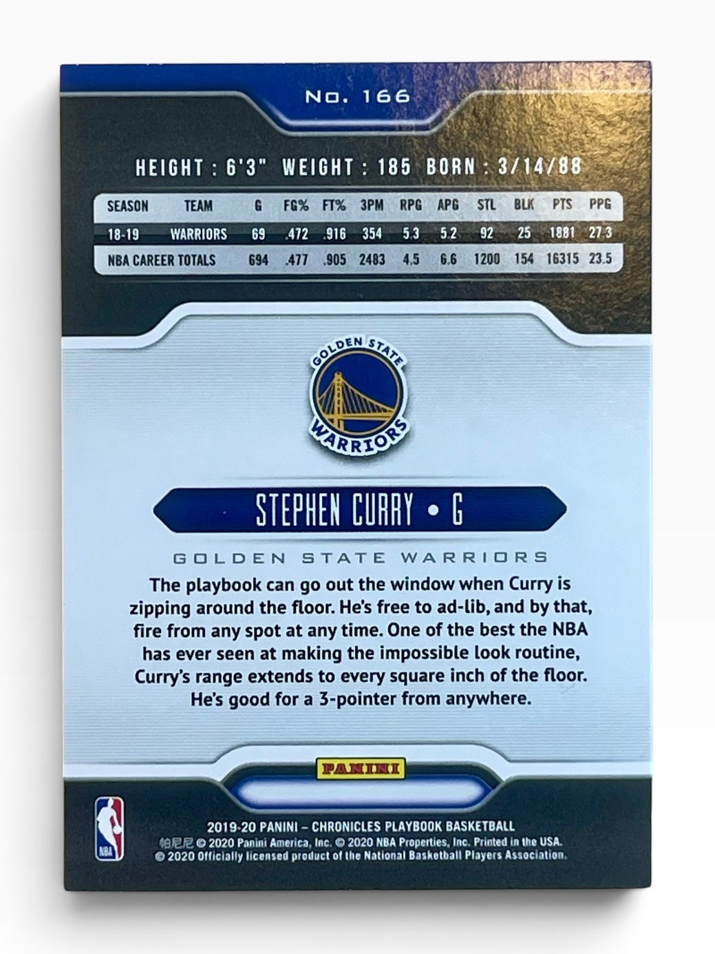 2019-20 Panini Chronicles Stephen Curry Playbook