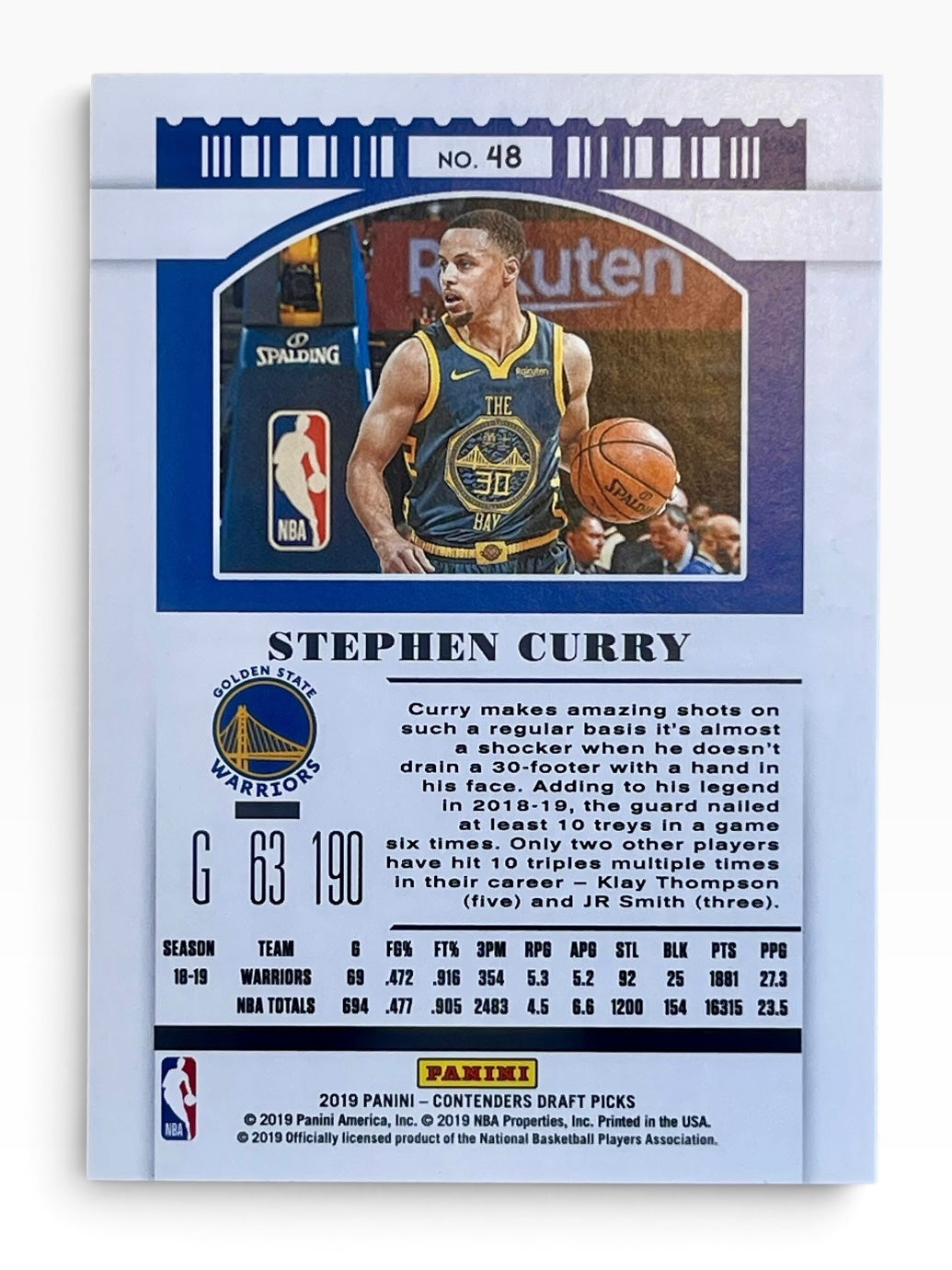 2019-20 Panini Chronicles Draft Pick Stephen Curry Draft Pick Holo