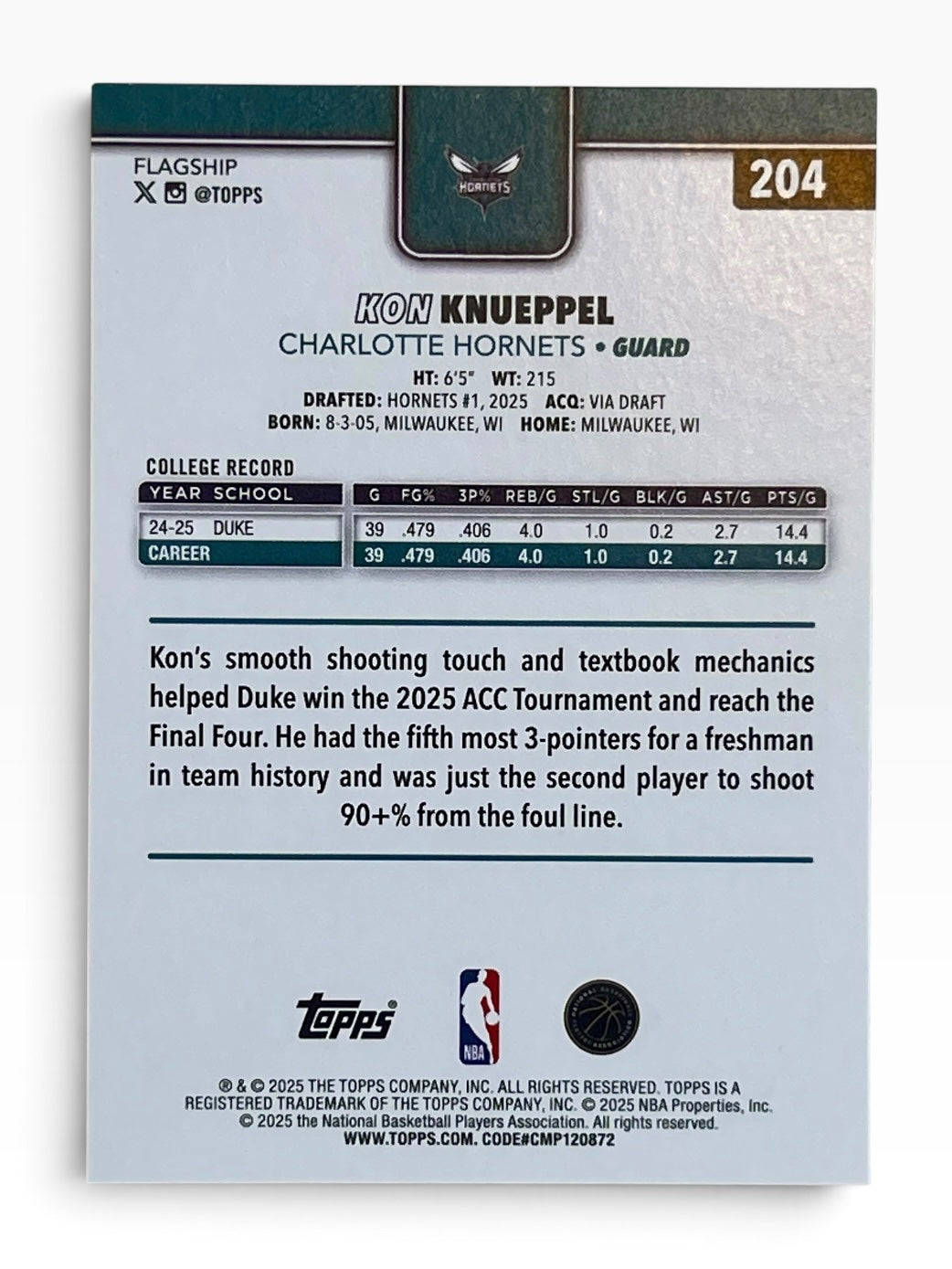 2025-26 Topps Flagship Kon Knueppel