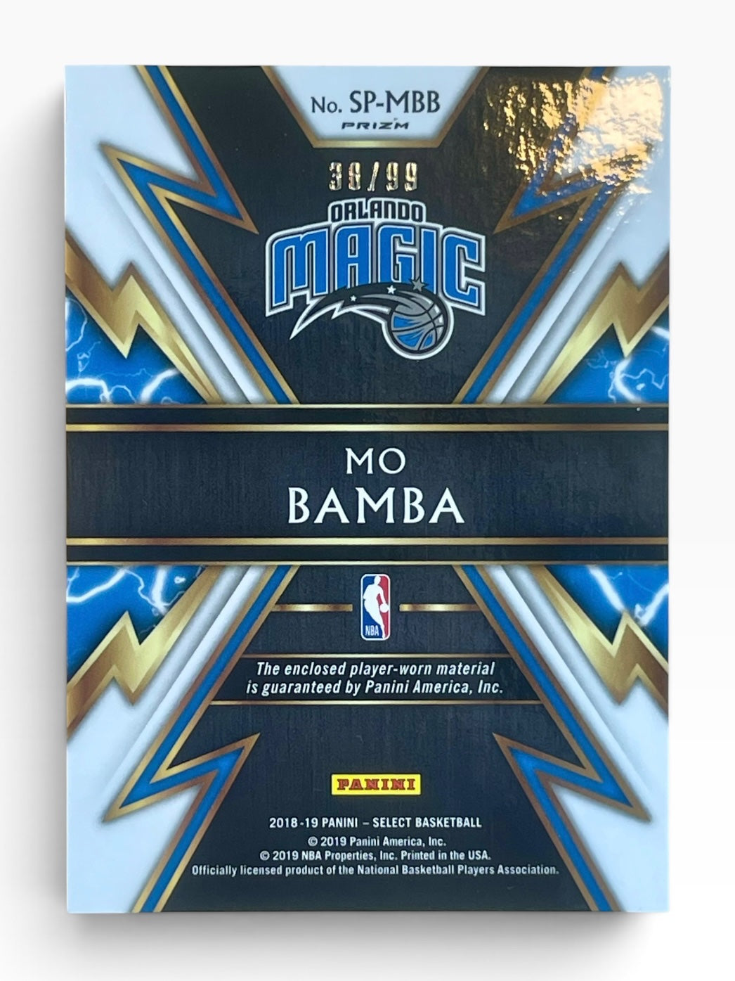 2018-19 Panini Select Mo Bamba Swatch Patch Purple /99