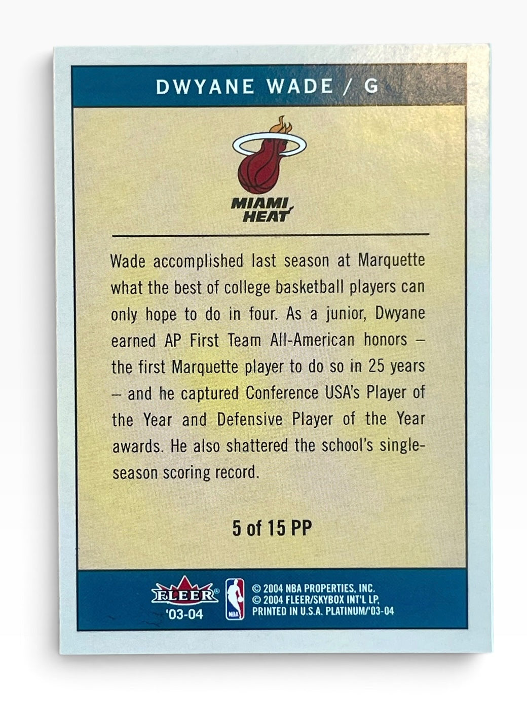 2003-04 Fleer Dwayne Wade Platinum Portraits