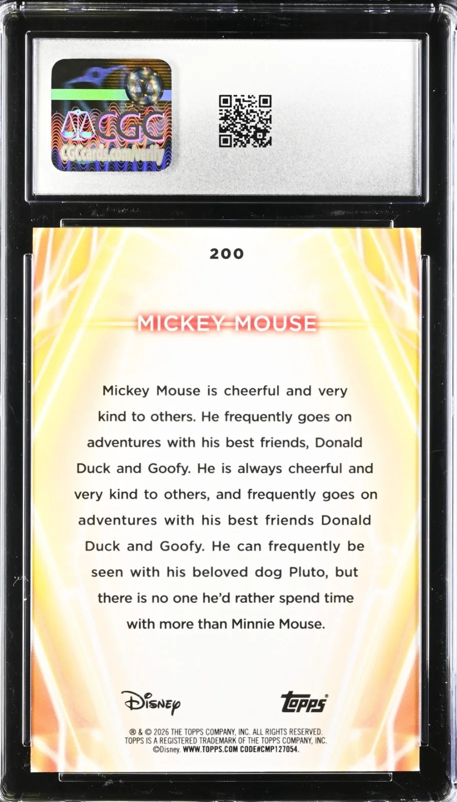 Mickey Mouse, Disney Neon, 2026, #200, CGC 10