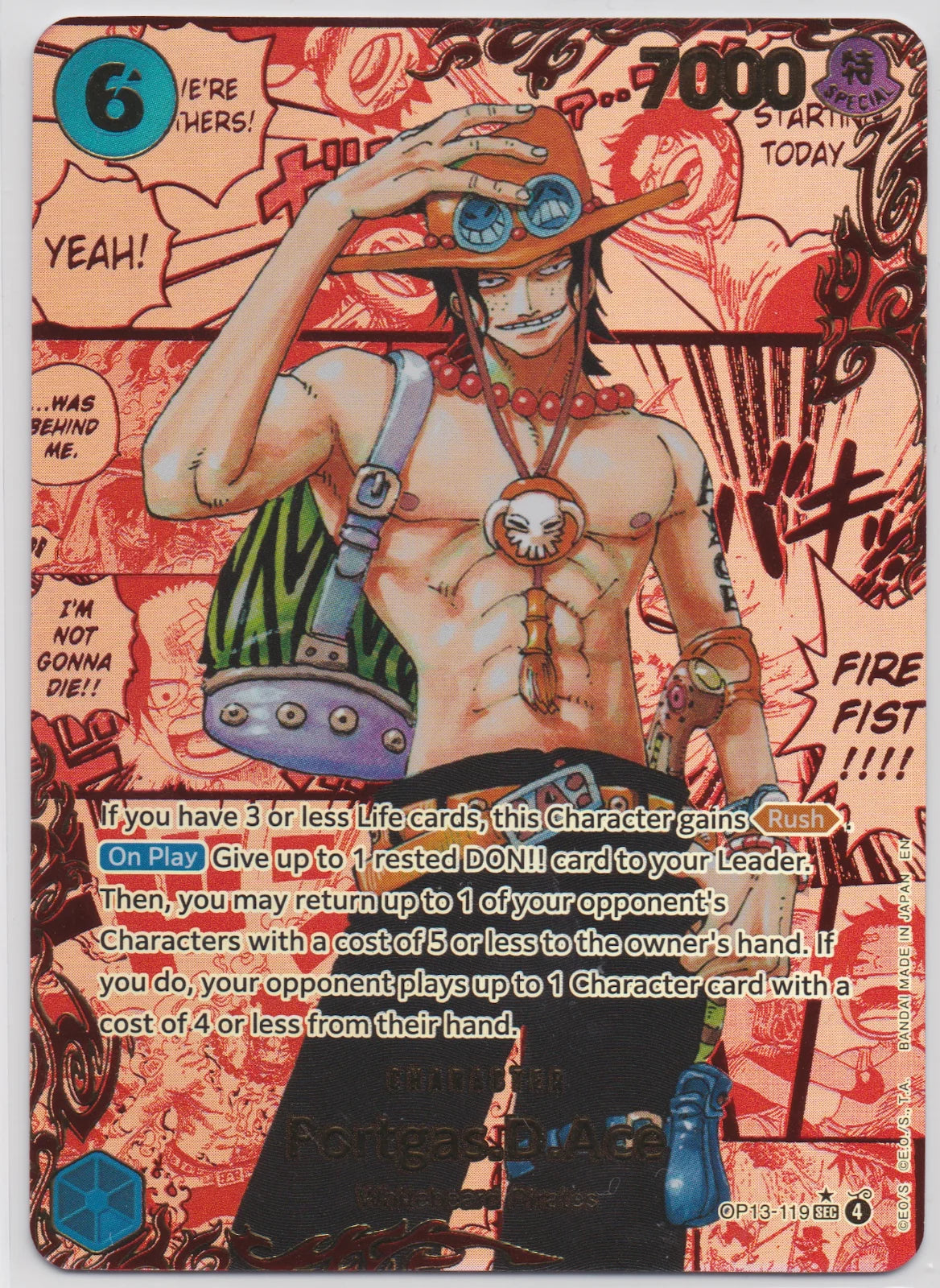 *GRADABLE* Portgas.D.Ace (119) (3rd Anniversary) OP13-119 (Carrying On His Will)