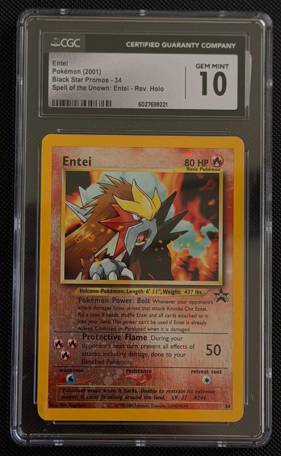 Entei 34/53 (WoTC Promo) — CGC 10