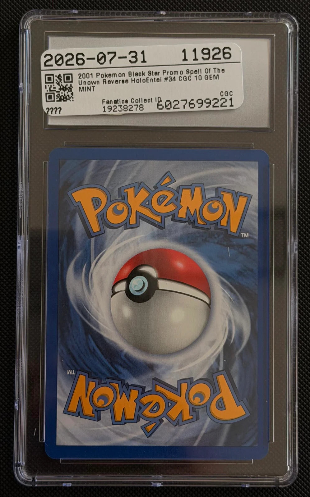 Entei 34/53 (WoTC Promo) — CGC 10