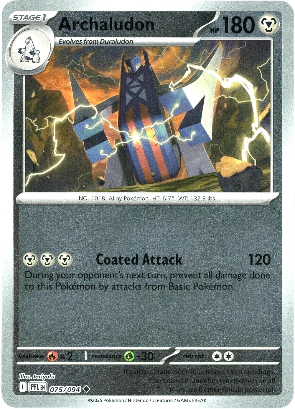 Archaludon 075/094 · Reverse Holofoil (Phantasmal Flames)