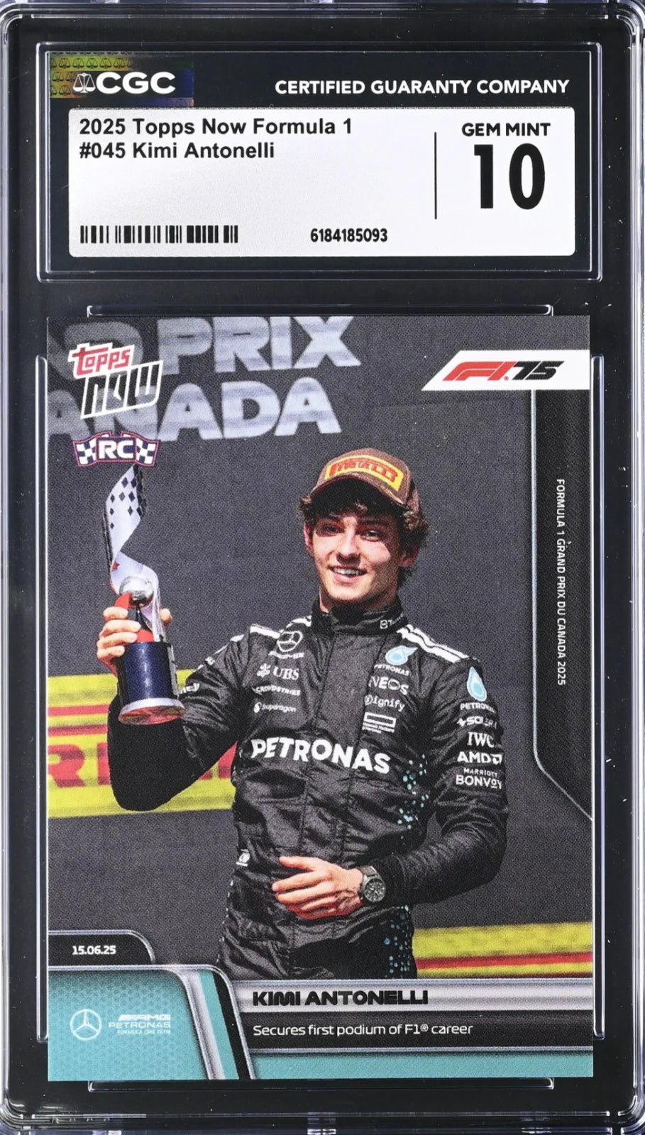 Kimi Antonelli, Topps, Now Formula 1, #045, CGC 10