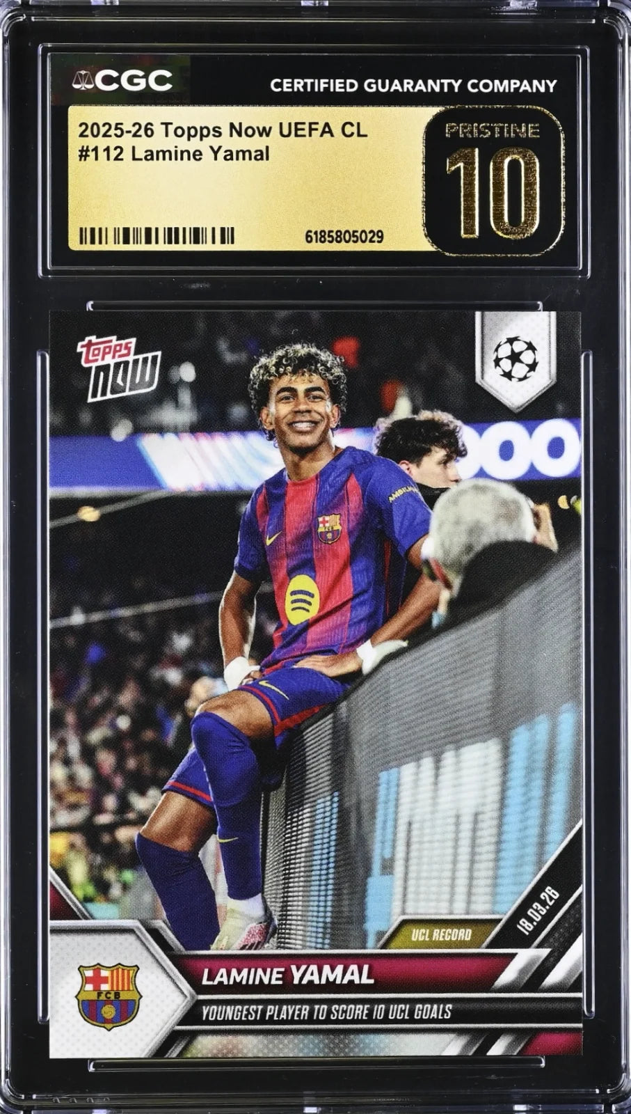 Lamine Yamal, Topps, Now UEFA CL, #112, PRISTINE 10