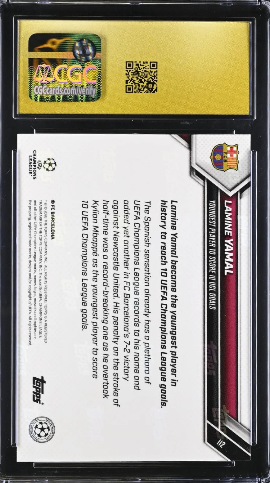 Lamine Yamal, Topps, Now UEFA CL, #112, PRISTINE 10