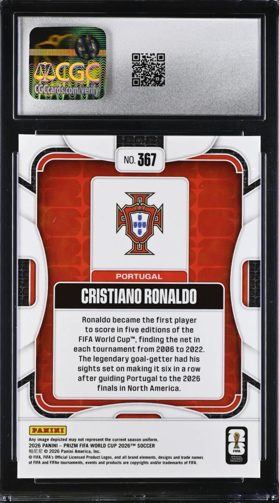 Cristiano Ronaldo,  Panini, Prizm World Cup, #367, CGC 10