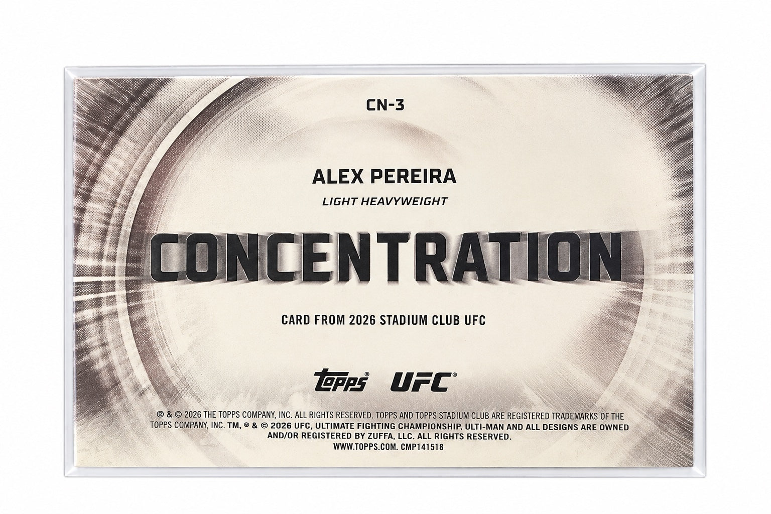 2026 Topps Stadium Club UFC Alex Pereira Concentration CN-3 Holo Foil