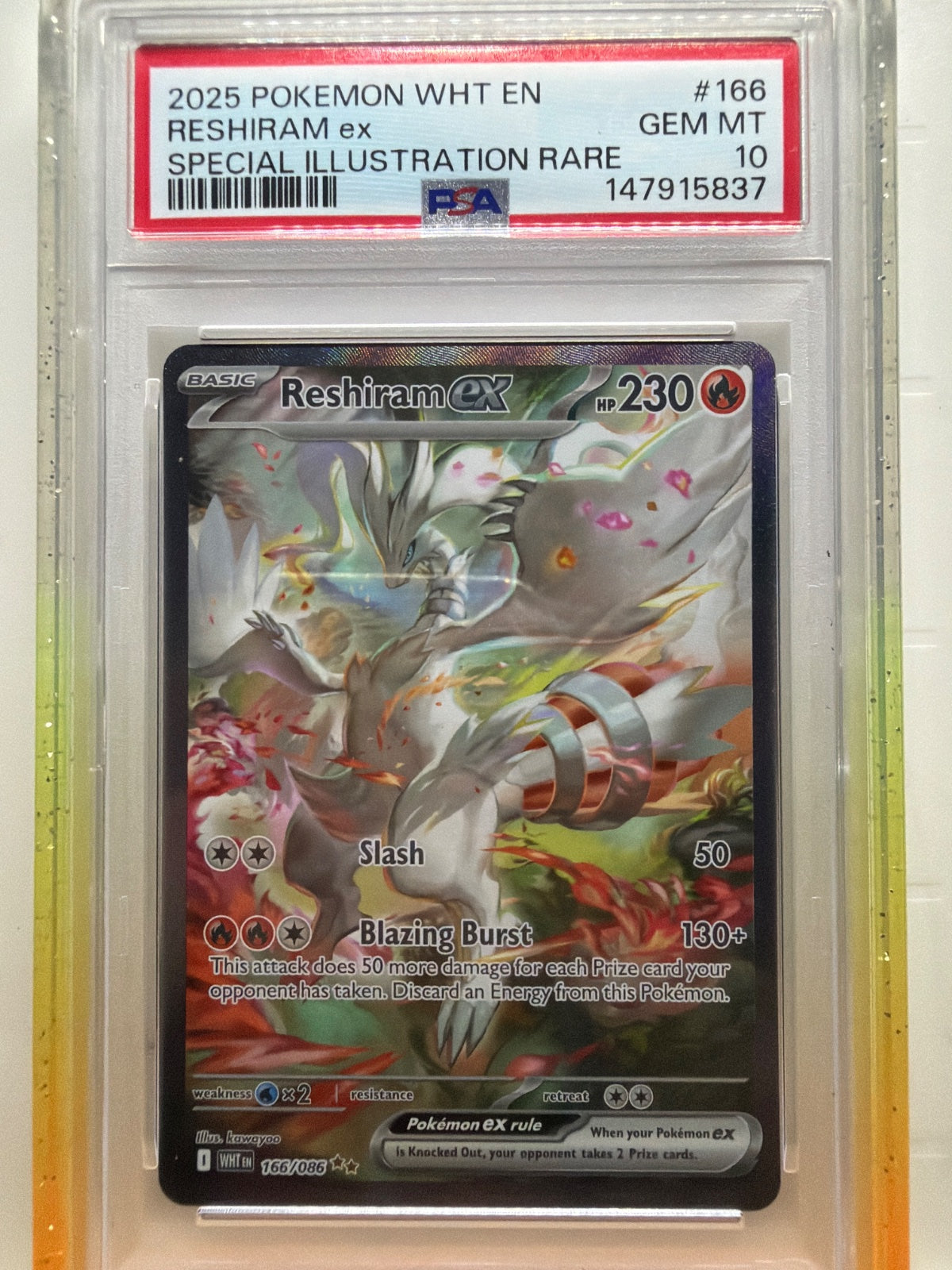 Reshiram ex 166/086 (White Flare) — PSA 10